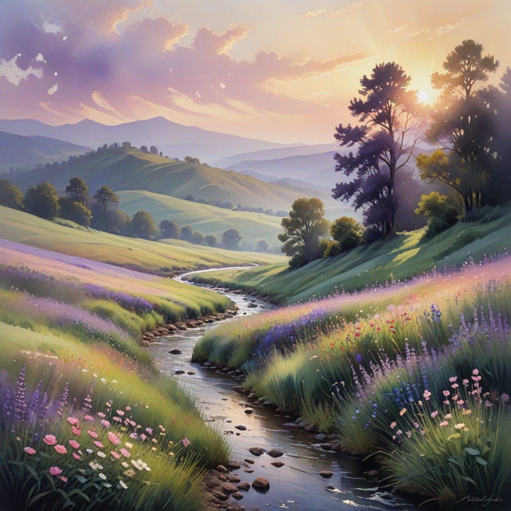 Impressionistic Watercolor of Lyrical Earth Serenade