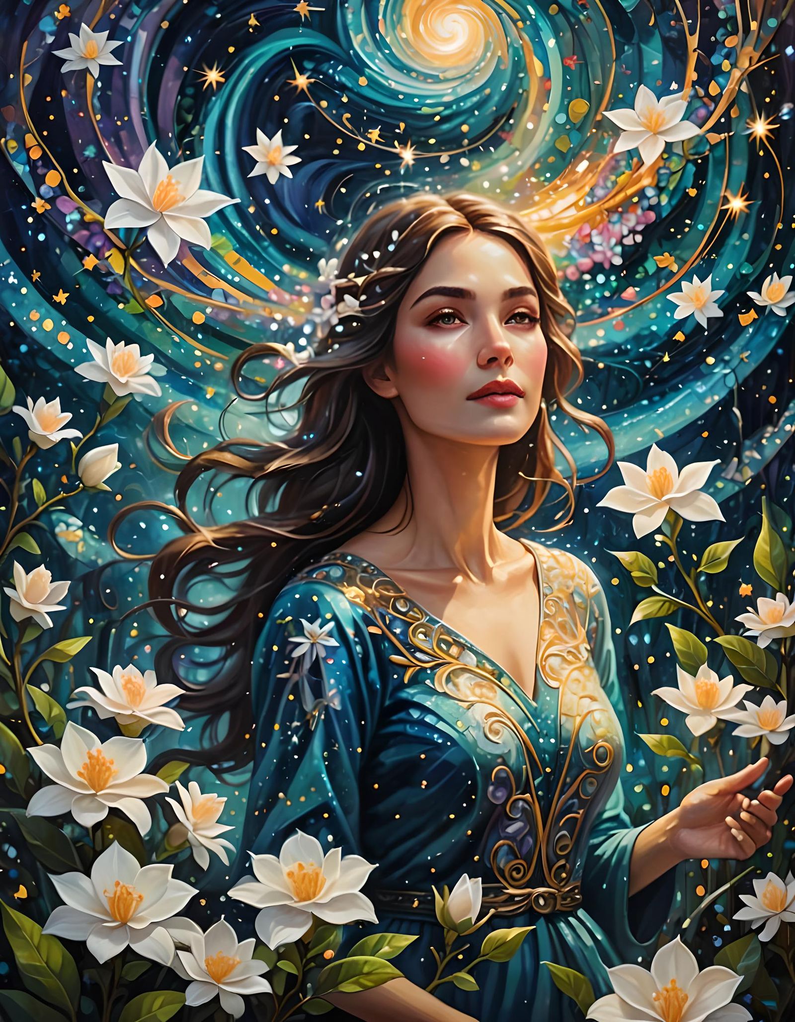 Celestial Garden: A Dreamlike Surreal Landscape Painting