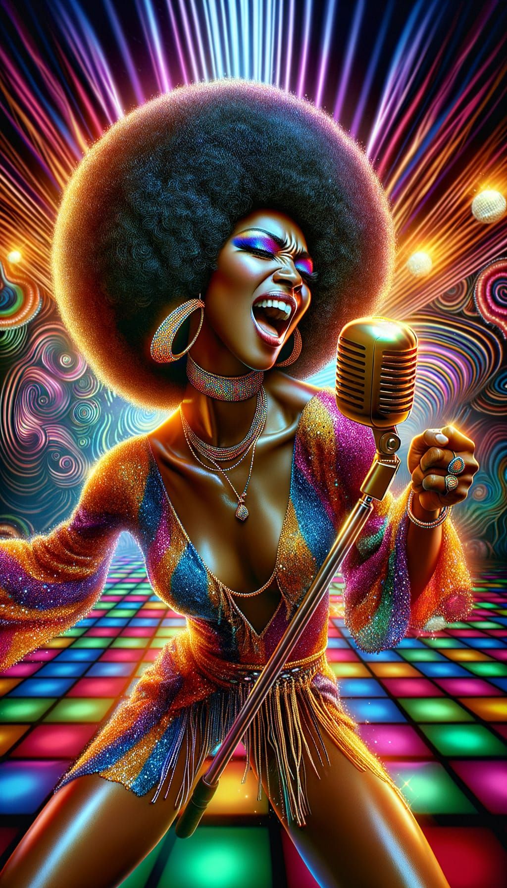 Disco Diva in Groovy 1970s Style
