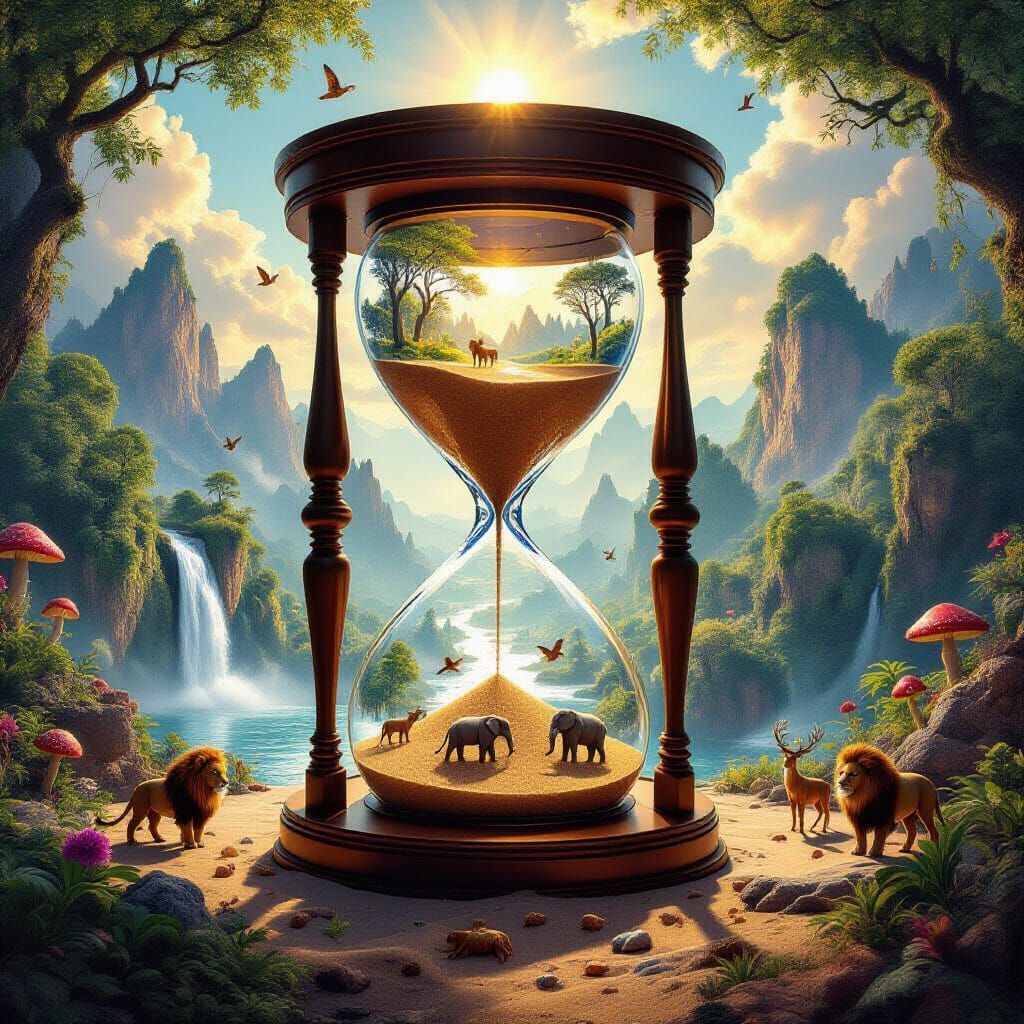 Surreal Hourglass World Pours Life From Luminous Void