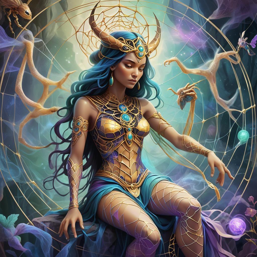 Arachnia's Transformation: A Mythological Digital Painting