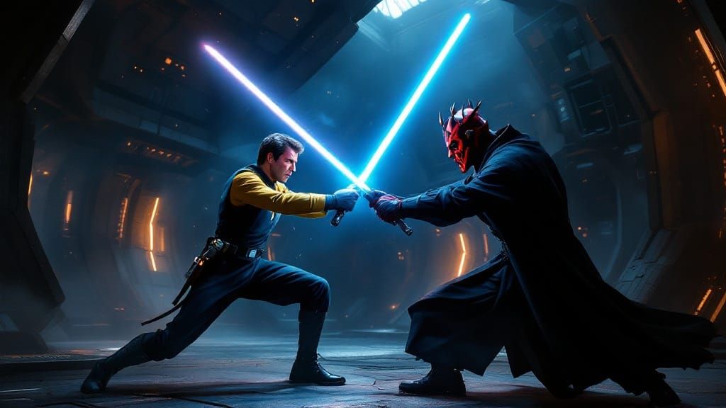 Kirk vs Maul in Industrial Space Station