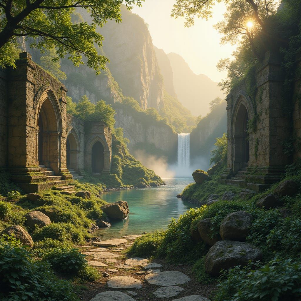 Hidden Valley Ruins Bathed in Golden Dawn Light