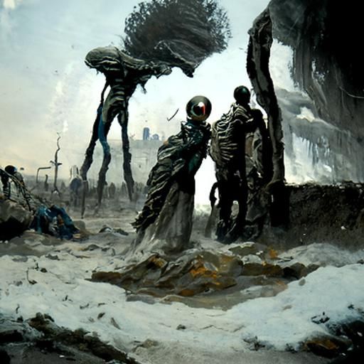 Dystopian Wasteland Planet in Doré Style