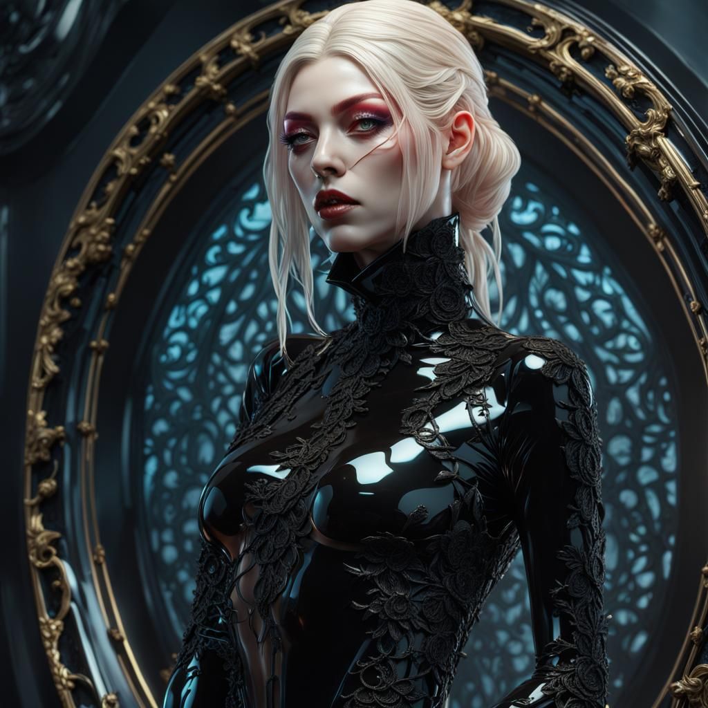 Aubrey Kate in Black Latex: 3D Octane Render