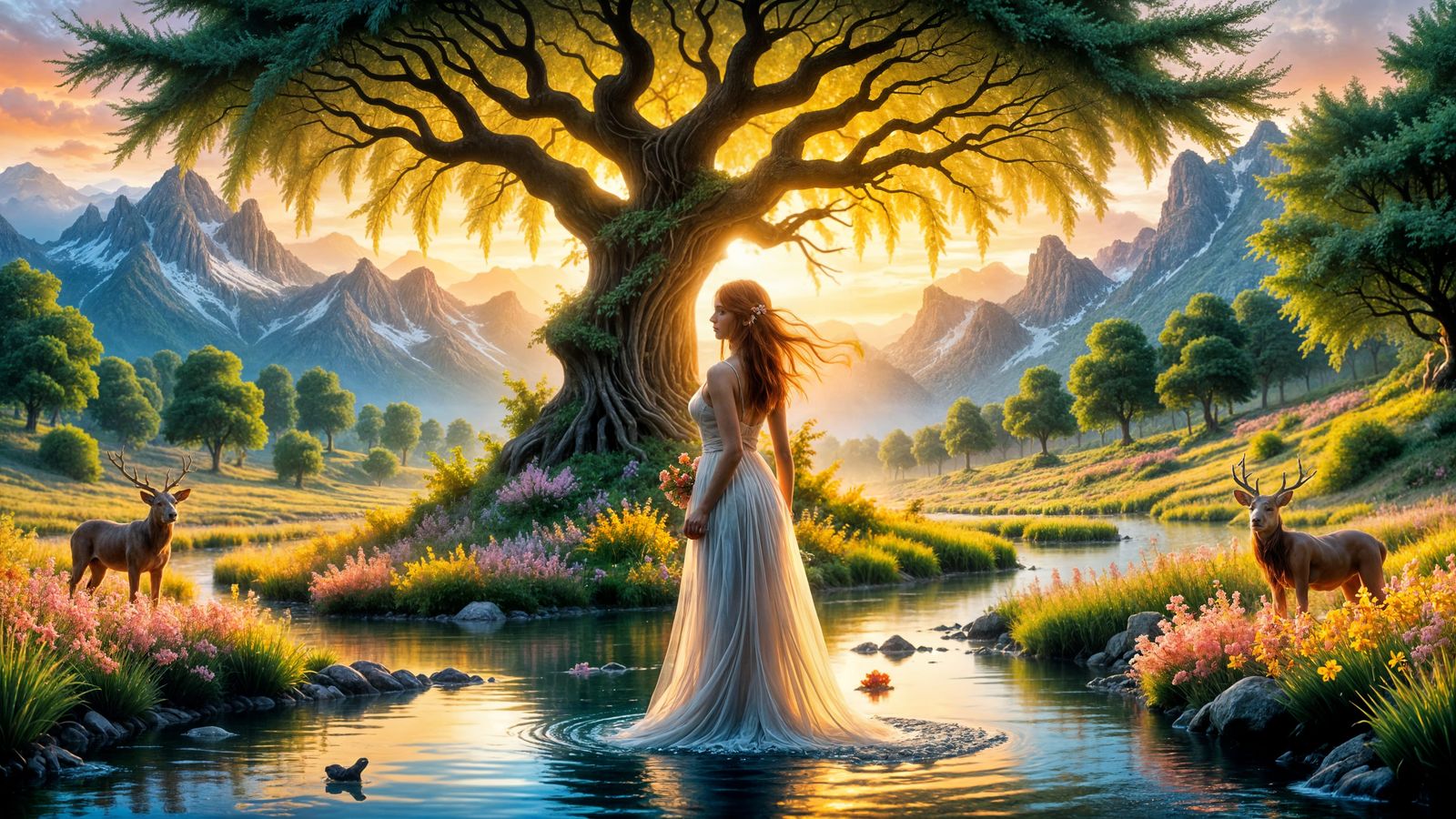 Eve in Paradise: A Fantasy Garden Scene