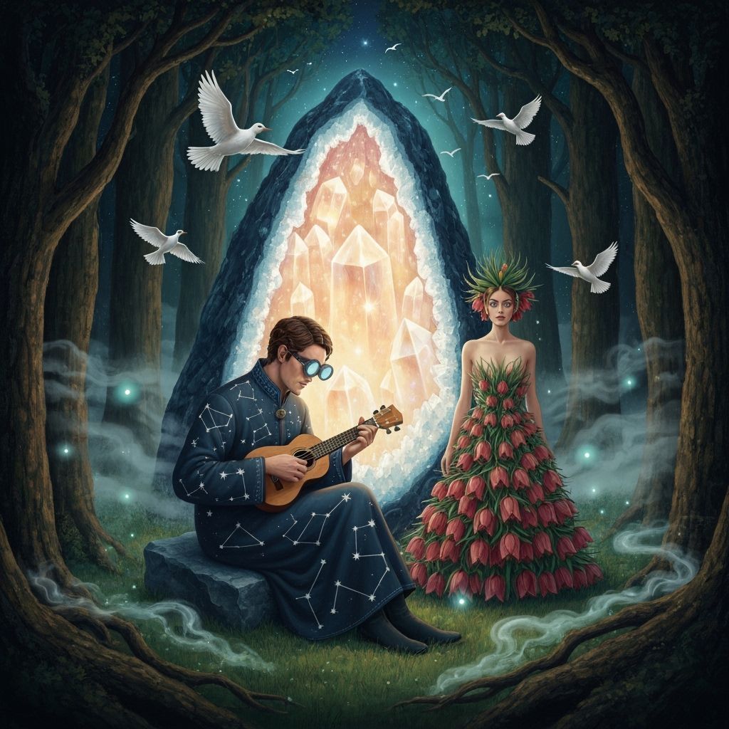 Celestial Cartographer Illuminates Grove in Post-Impressioni...