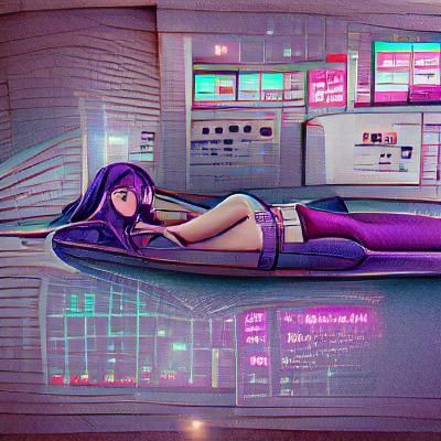 Yuri Retrowave Style Image