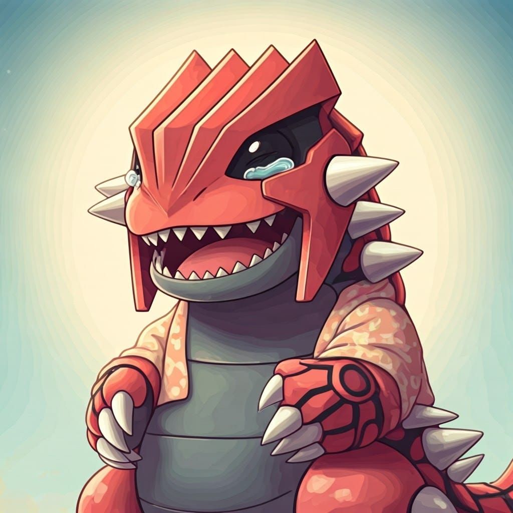 Chibi Groudon Radiates Joy in Vibrant Digital Paint