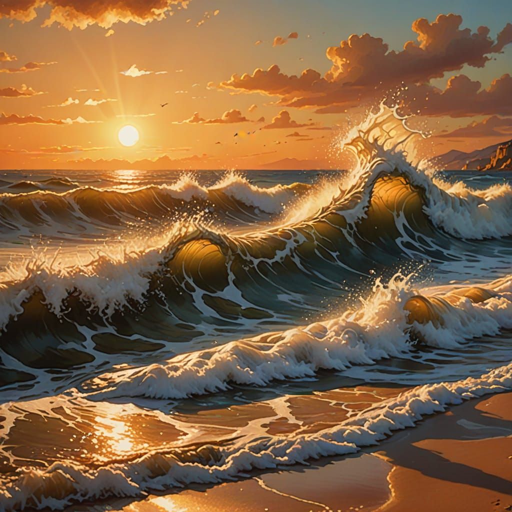 Poseidon Alters Tides: A Vibrant Oil Painting