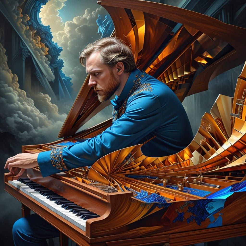Surreal Harpsichord Masterpiece in Hyper-Realistic Style