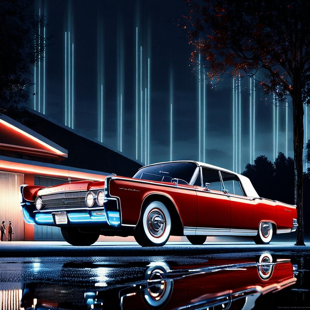 1961 Lincoln Continental in Ultra Detailed Forecourt