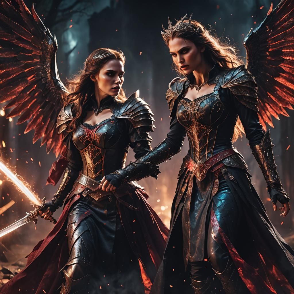 Vampire and Angel Intense Night Fight Scene