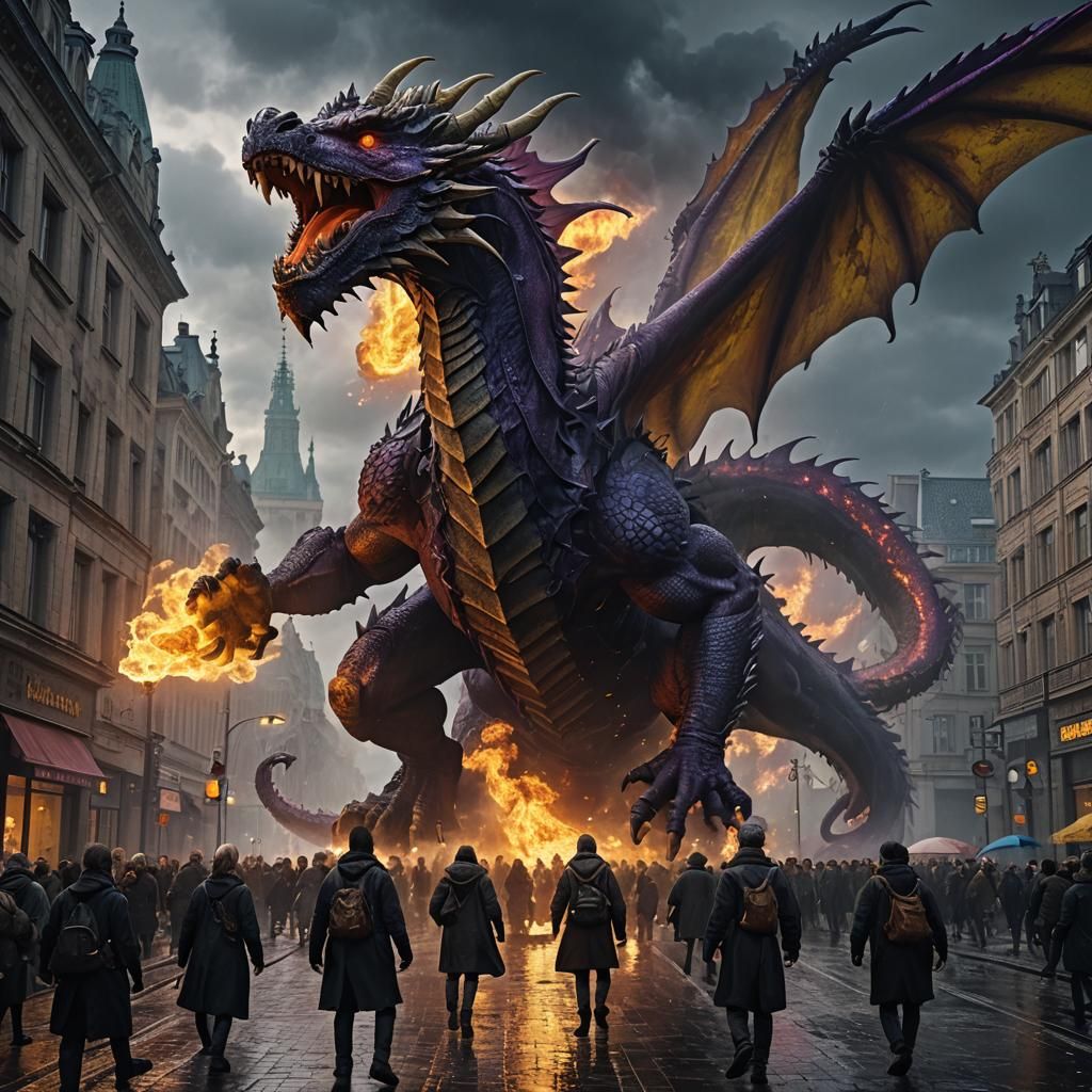 Dragon Apocalypse in Berlin: Dark Fantasy Concept Art