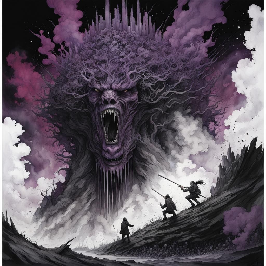 Monochrome Watercolor of Breaking The Habit in Anime Style