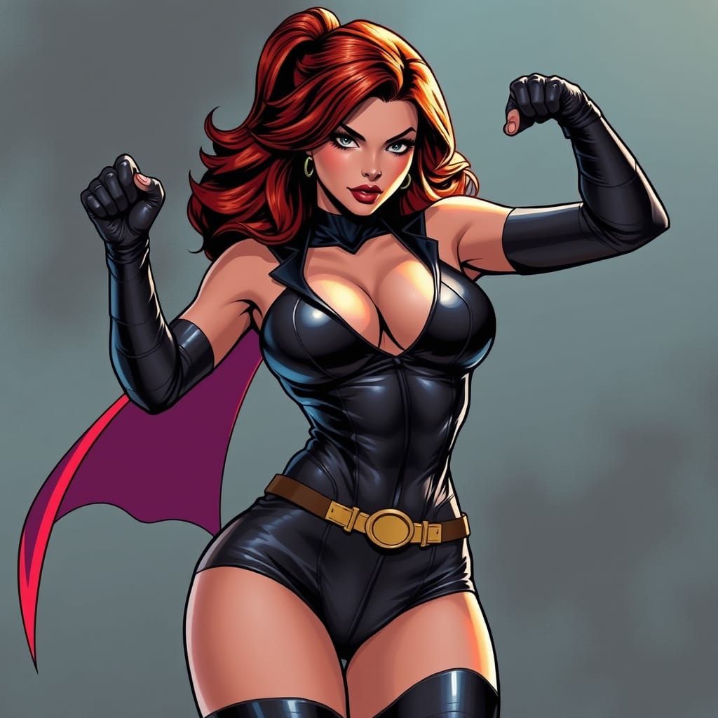 Curvaceous Superhero in Dynamic Comic Book Style