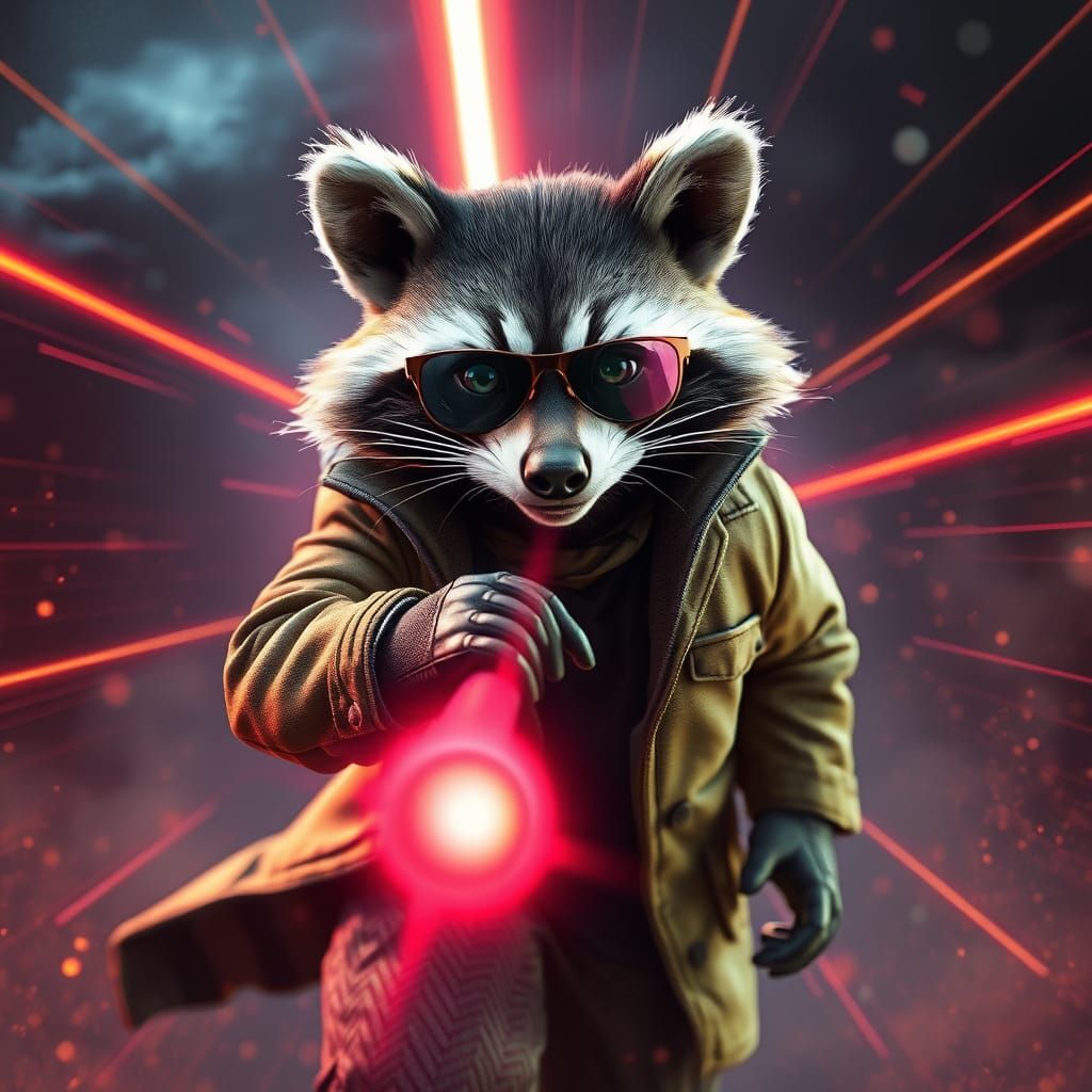 Dashing Raccoon Spy Navigates Laser Grid
