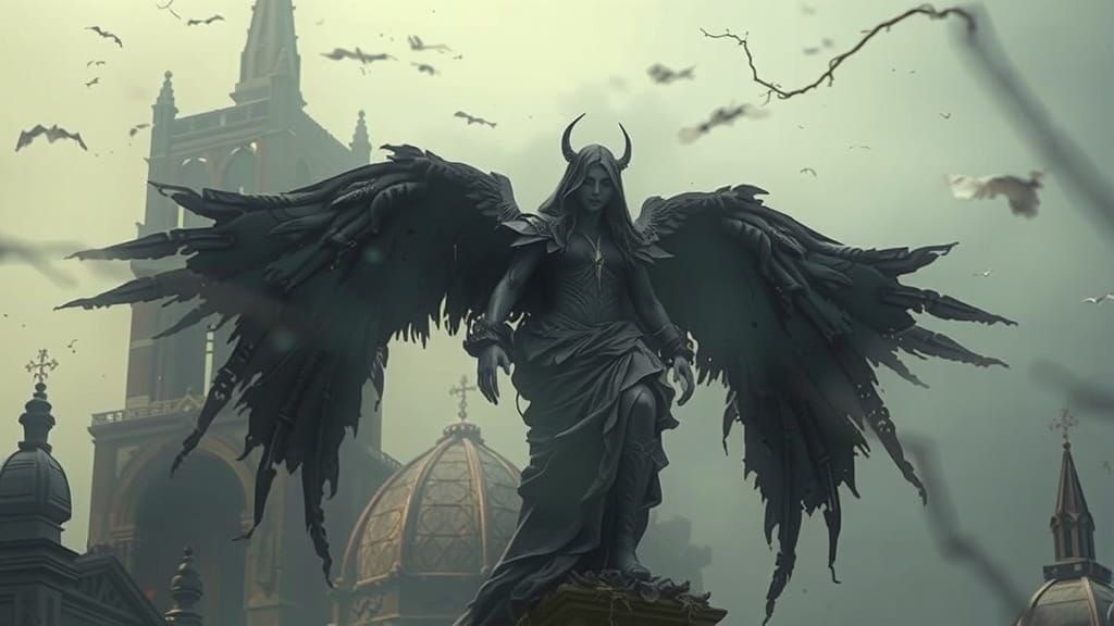 Gothic Angel in Ruined Cathedral: Digital Matte Painting
