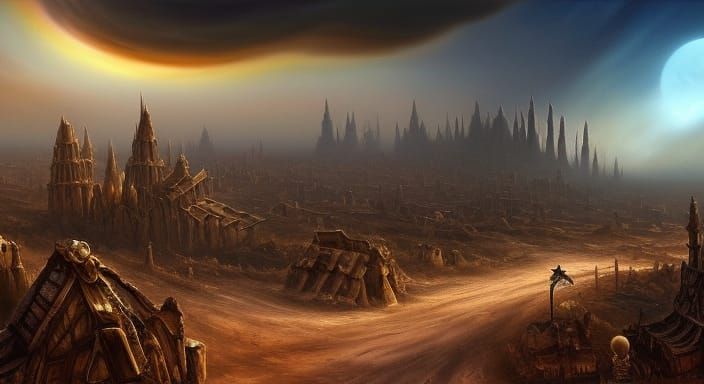 Post-Apocalyptic Desert Tornado in Dark Fantasy Style
