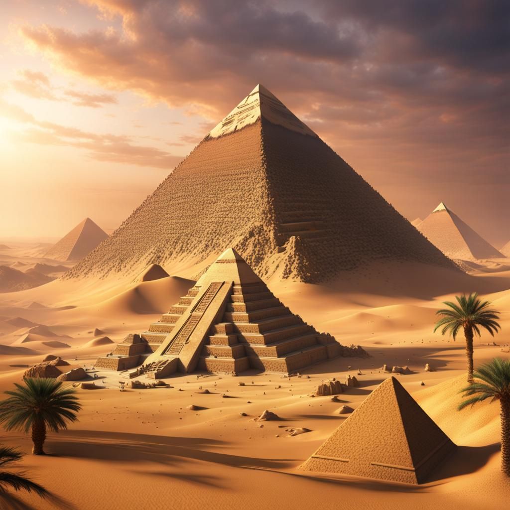 Egyptian Pyramids in Detailed Matte Painting