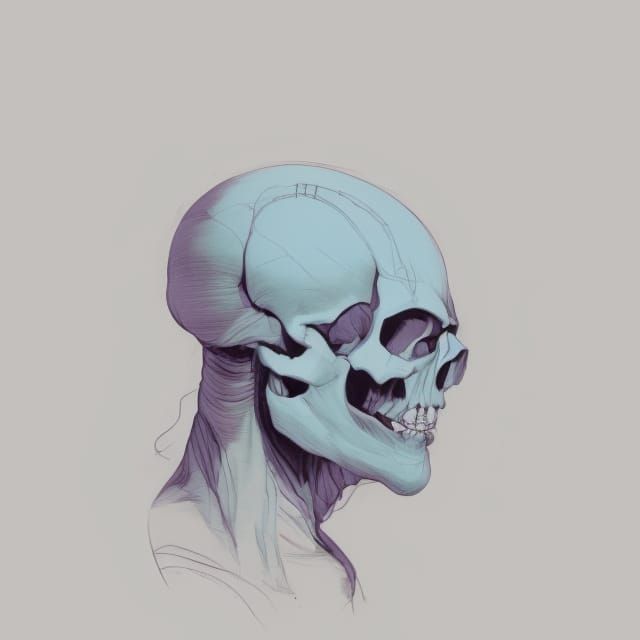 Living Skull in Retrofuturism Style