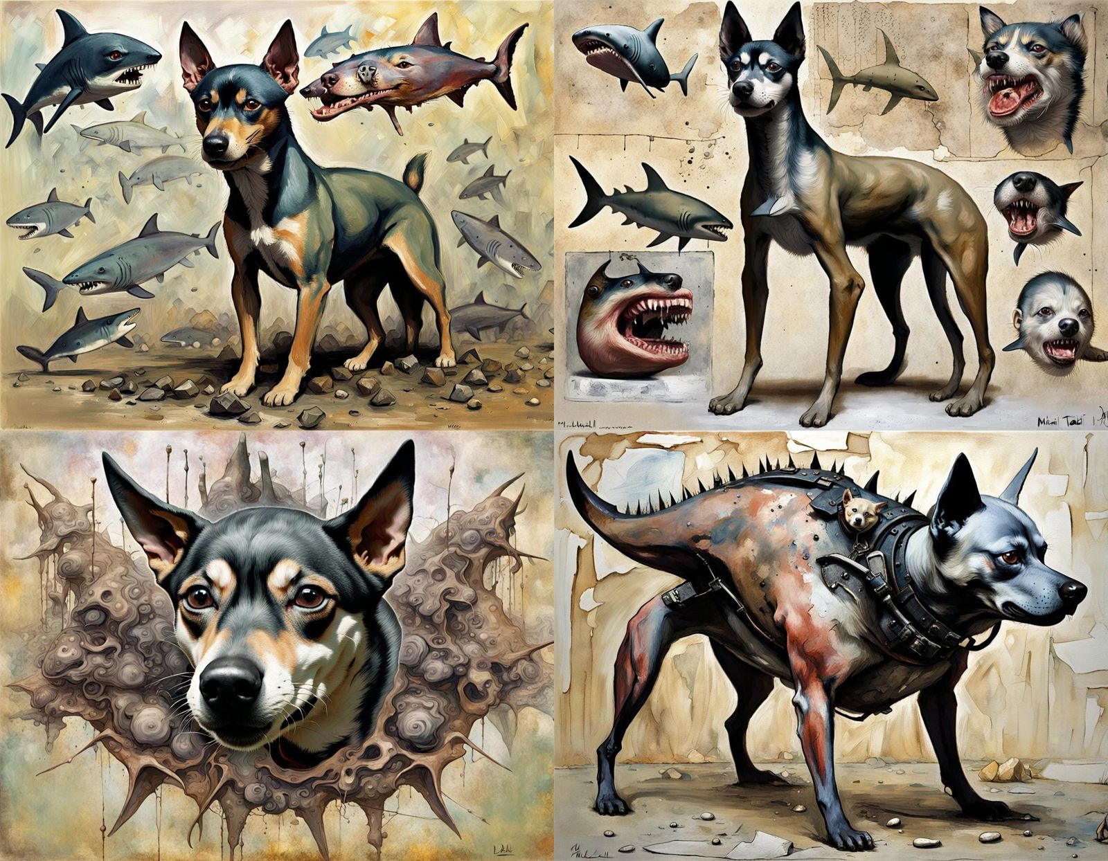 Surreal Hybrid Creature in Urban Wasteland, Inspired by Mast...