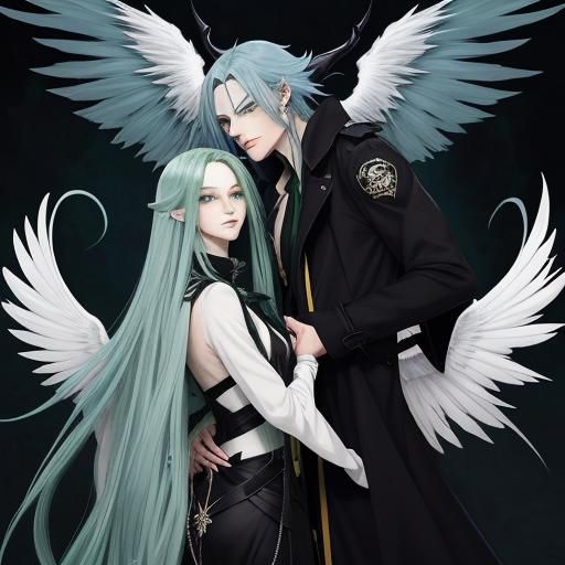 Anime Man with Angel and Demon Wings