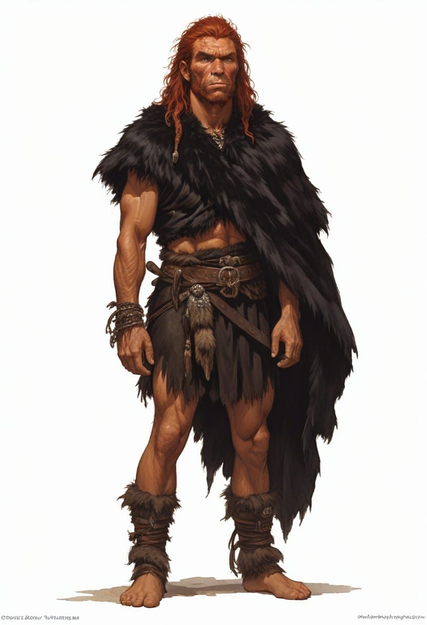 Neanderthal Teenager as Heroic Fantasy Illustration