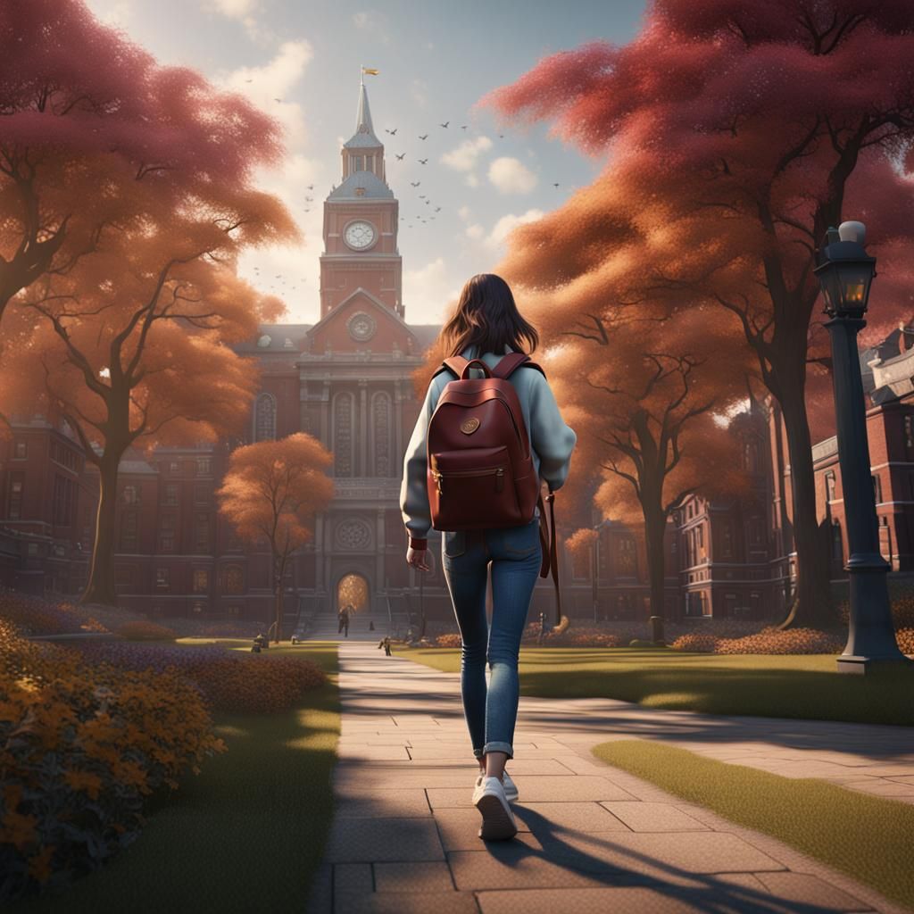College Girl on Campus: Fantasy Concept Art