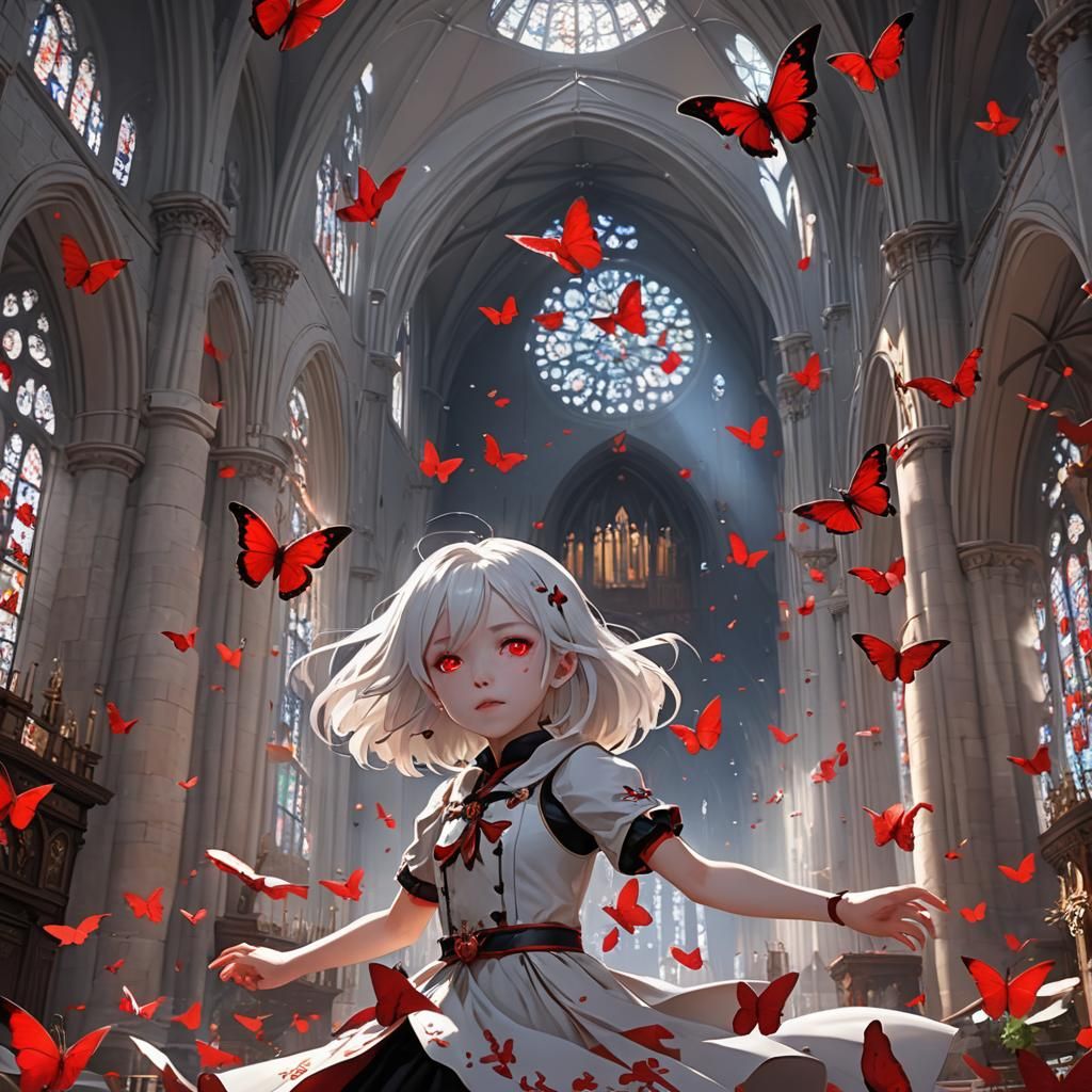 Anime Child Dances in Fantasy Church