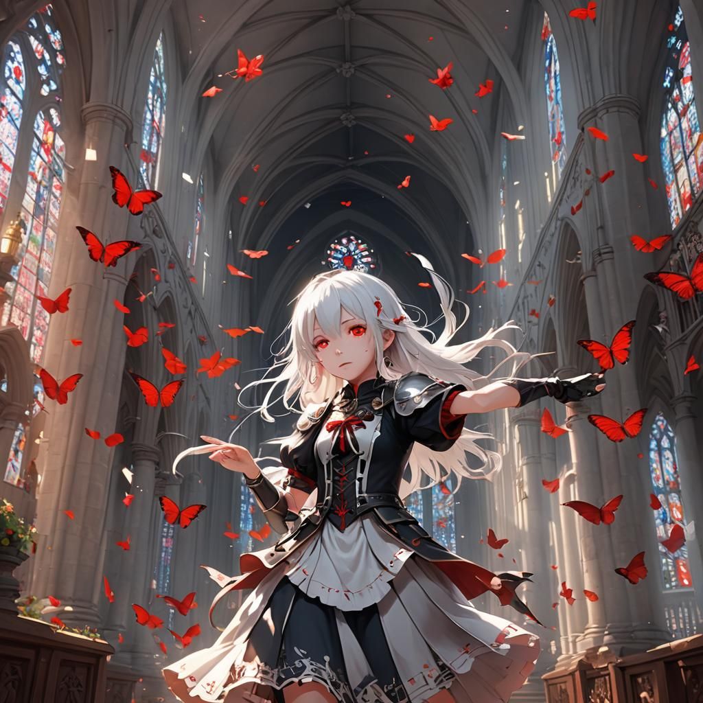 Anime Style: Child Dancing in Fantasy Church