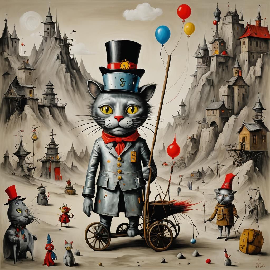 Surreal Tin Man in Basquiat, Dali & Van Gogh Style