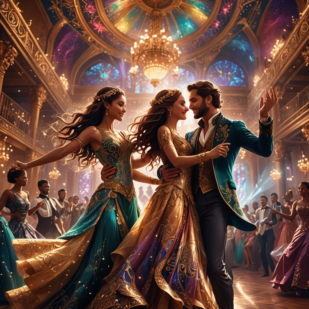 Fantasy Ballroom Dance in Impressionist Oils