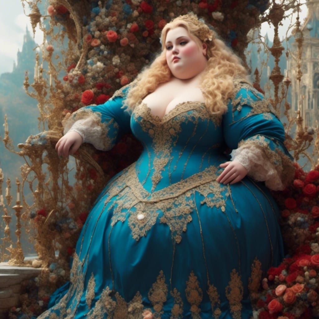 Curvy Woman in Latex Lace Medieval Costume