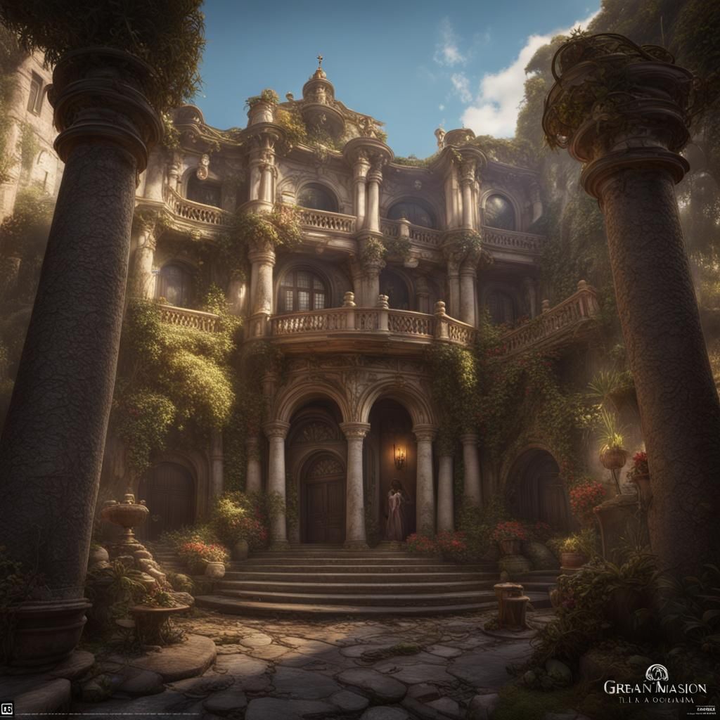 Grand Mansion on a Hill: Detailed Matte Painting