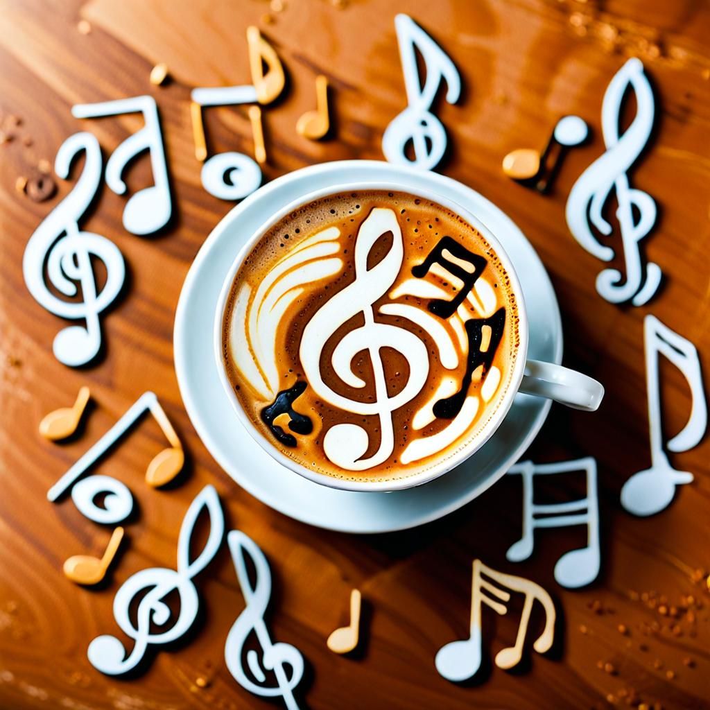 Latte Art Music and Dancers: Macro Coffee Photo