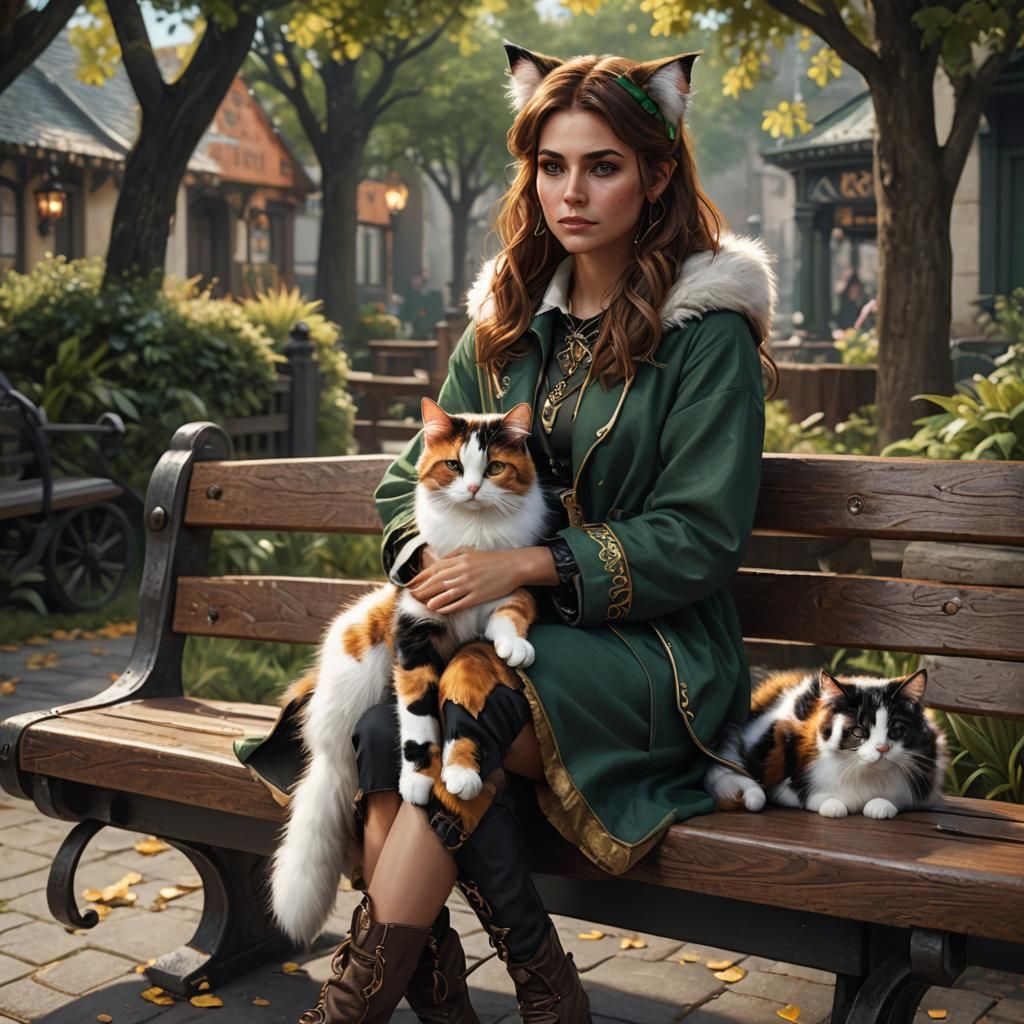 Girl with Calico Features: Detailed Digital Painting