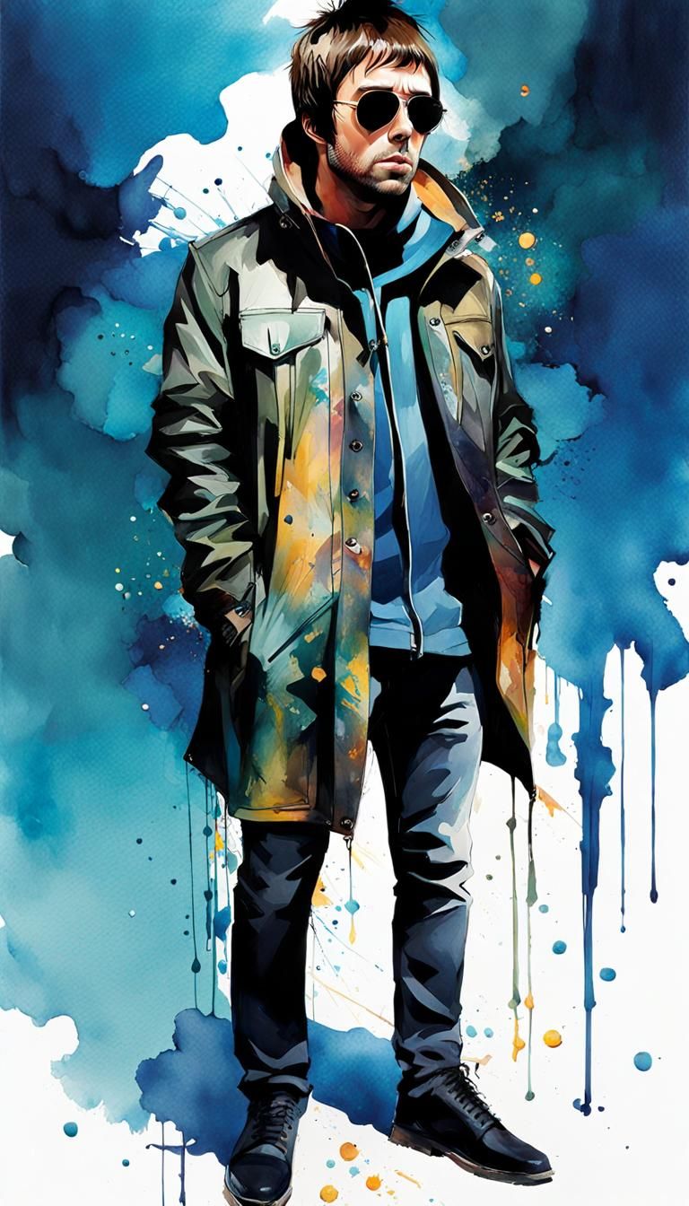 Liam Gallagher in Watercolor Manga Style