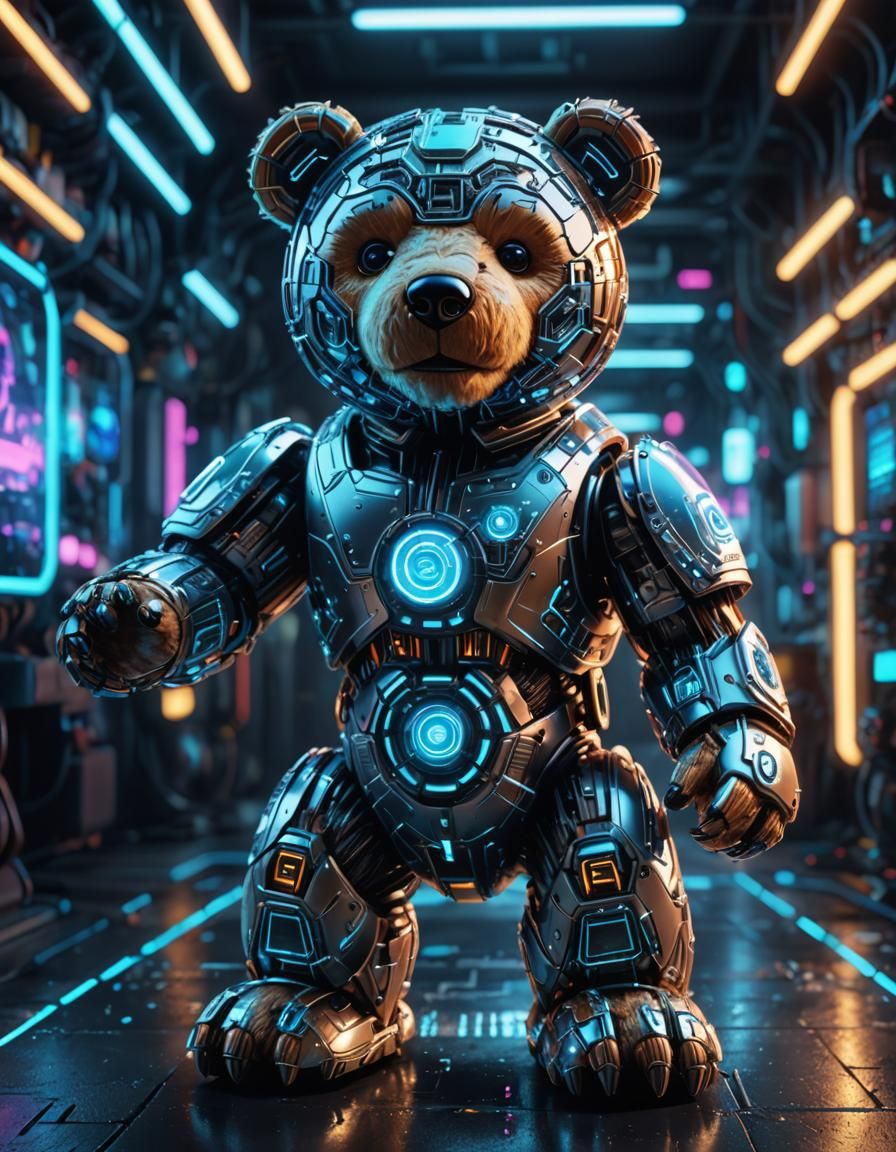 Hyperrealistic Futuristic Teddy Bear Concept Art