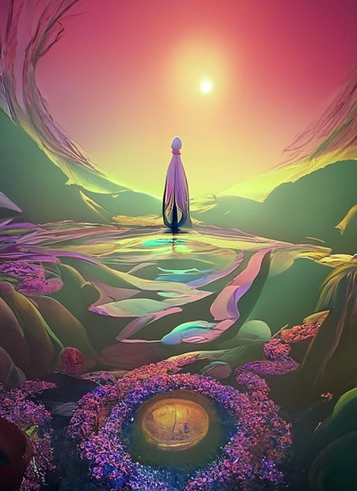 Astral Zen Garden with Cherry Blossoms