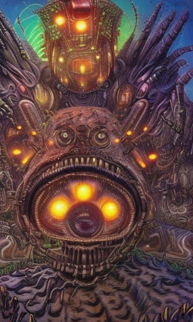 Carnivorous Furry Aliens in Dark Sci-Fi Style