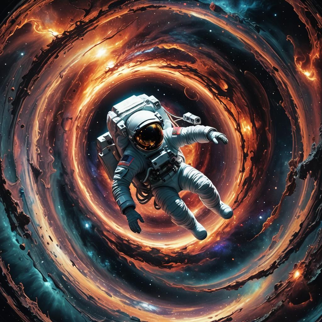 Astronaut's Cosmic Descent into a Swirling Black Hole