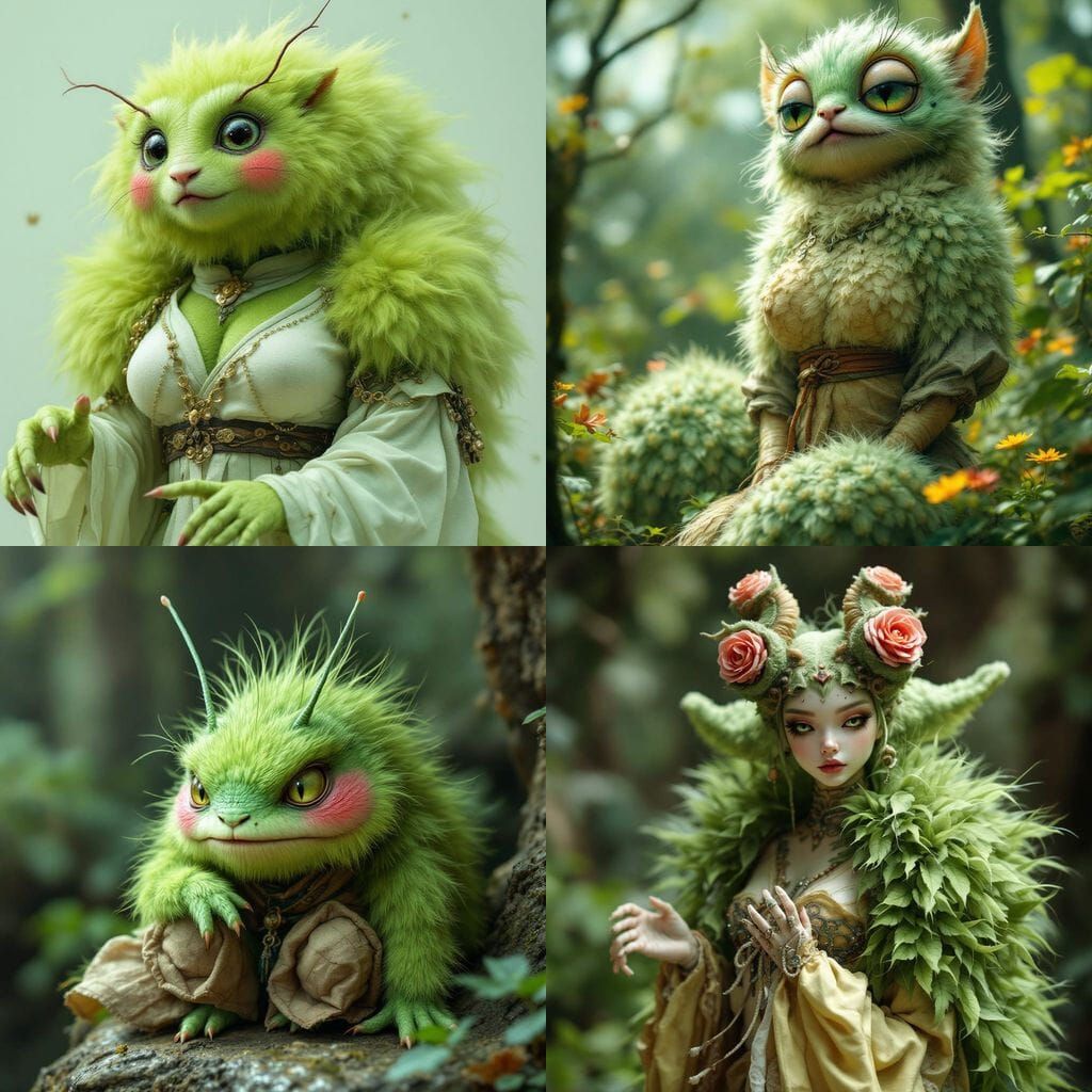 Cute Green Moth Woman Hybrid with Muscular Build