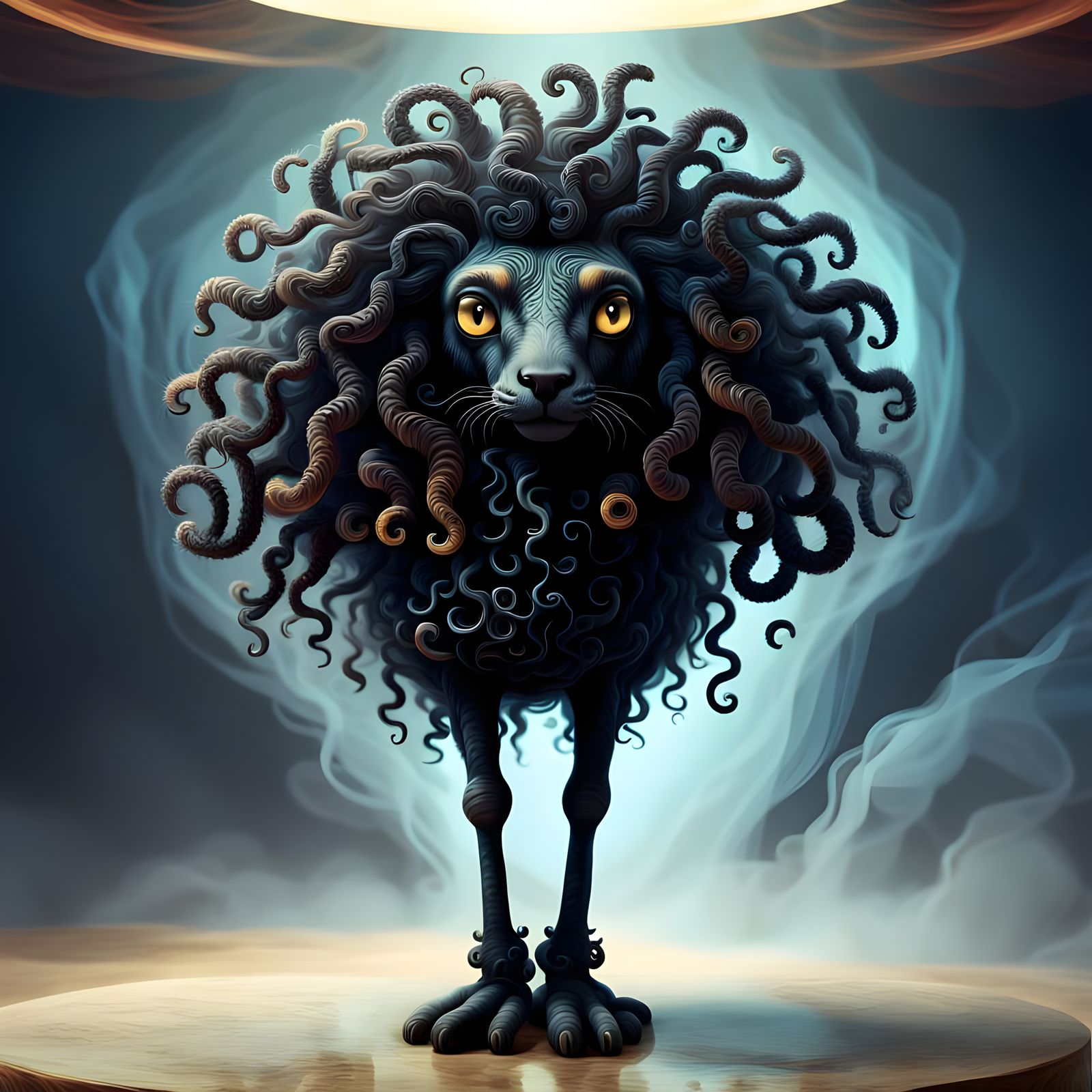 Mysterious Black Creature Emerging from the Shadows