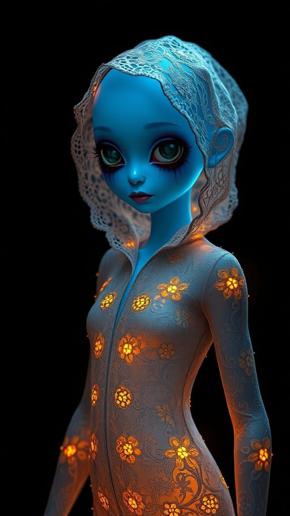 Semi-Transparent Slime Girl Radiates Warm Light