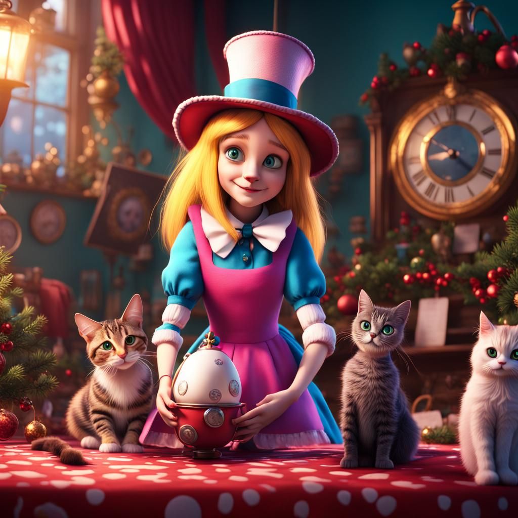 Alice in Wonderland Christmas Vision as 3D Art
