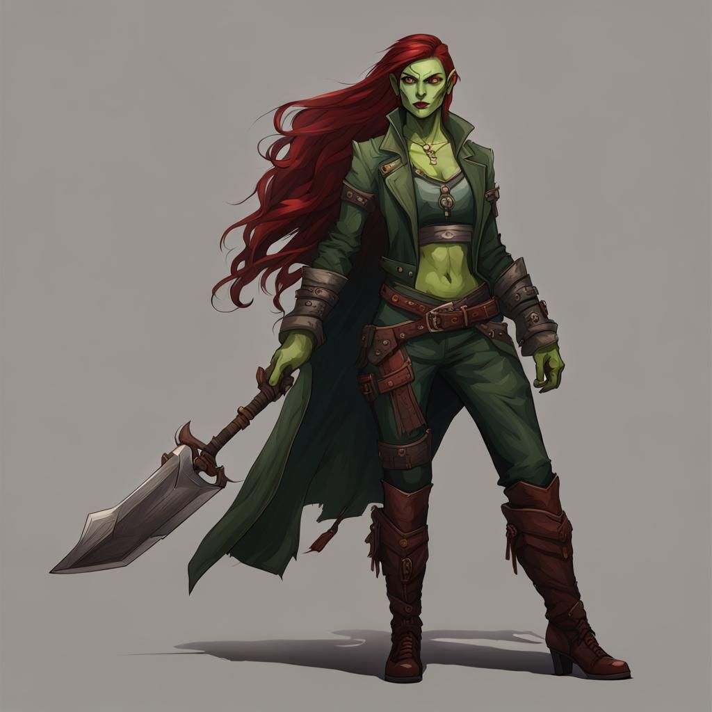 Pretty Green Half-Orc in Stylish Suit