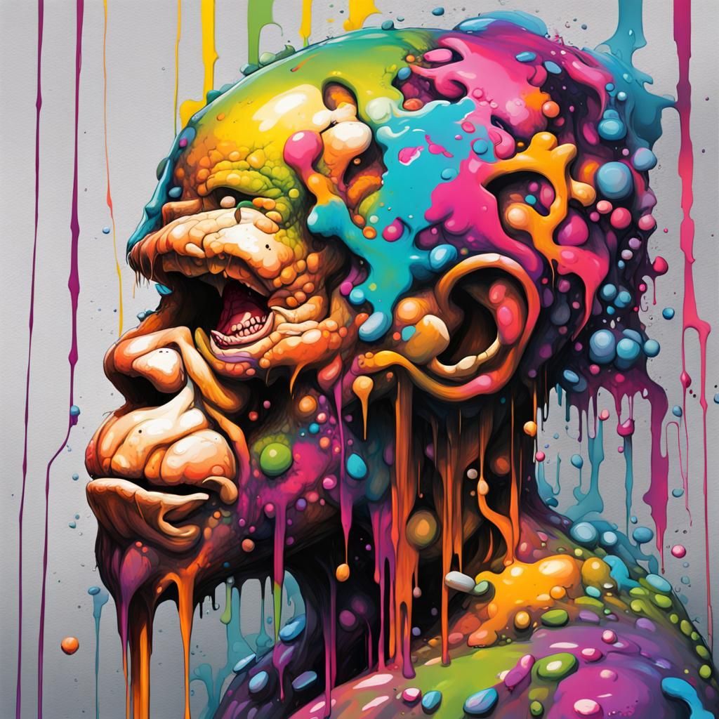 Human to Android Evolution in Graffiti Art Style