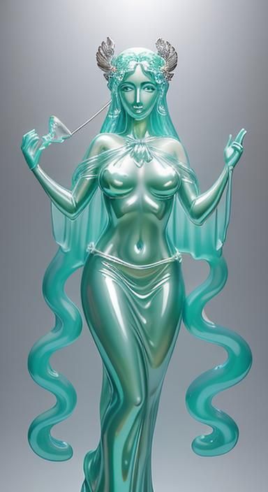Opalescent Slime Goddess Diana Huntress Digital Art