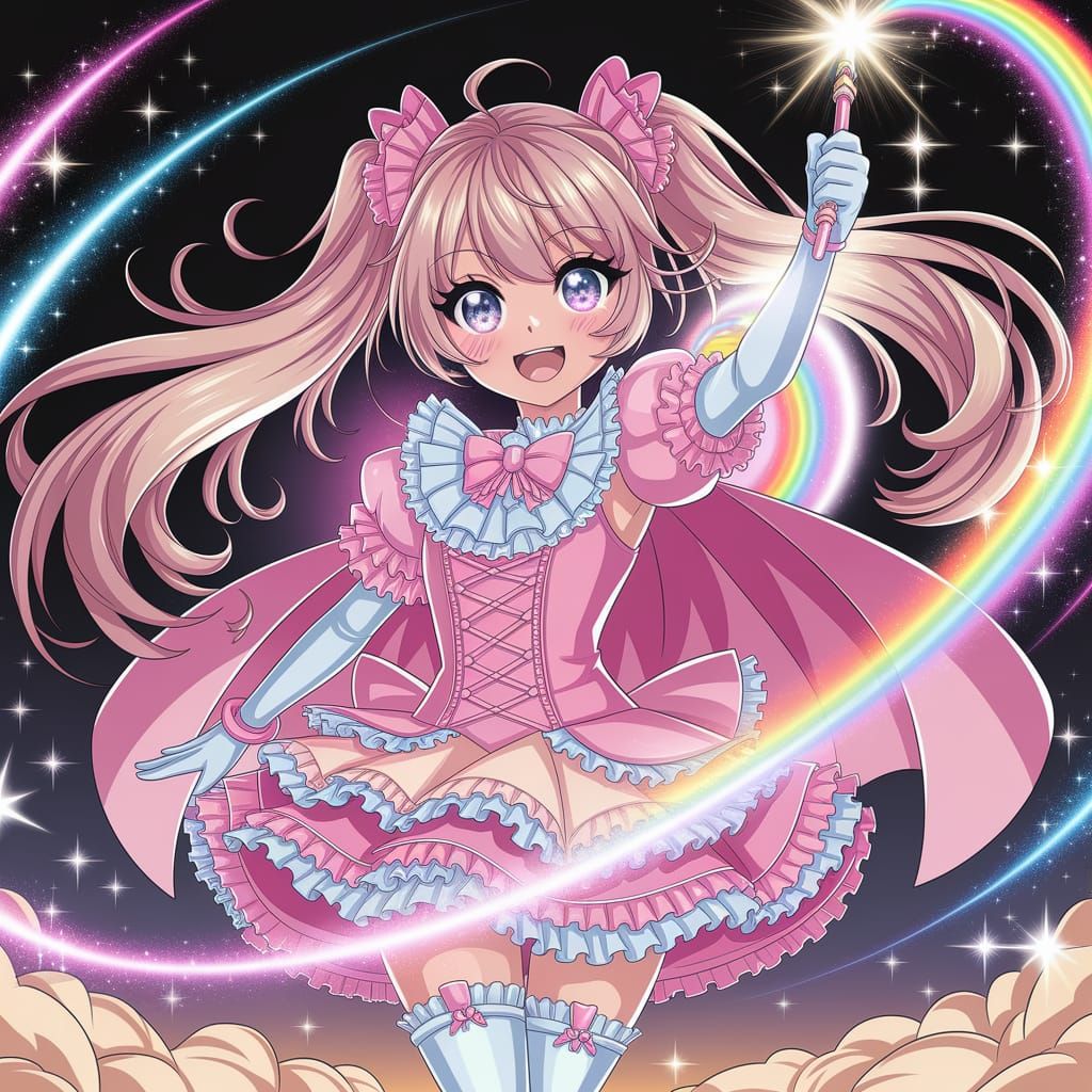 Magical Girl Transformation in Anime Style